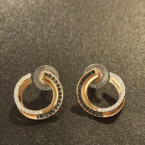 Swarovski clear & blue Crystal circular hoop earrings , rose gold plated